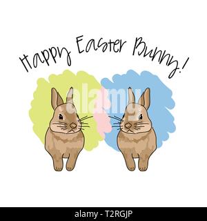 Felice Pasqua Bunny illustrazione vettoriale. Progettazione di saluto su bianco Illustrazione Vettoriale