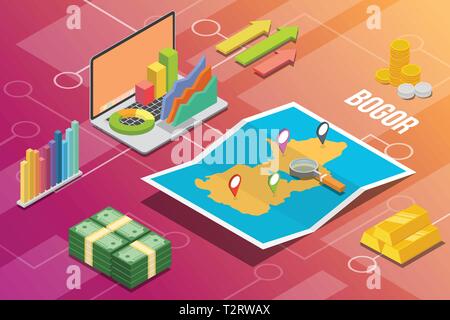 Bogor città isometrica economia finanziaria condizione concetto per descrivere le città di espandere la crescita - illustrazione vettoriale Illustrazione Vettoriale