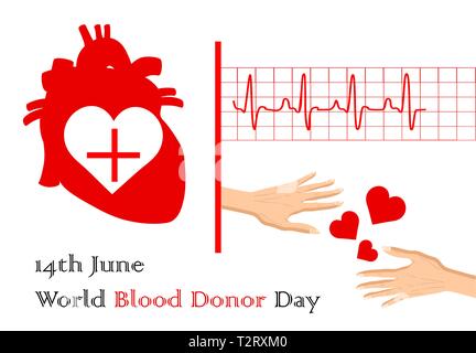 Illustrazione Vettoriale per giugno, donatore di sangue il giorno in bianco e rosso Illustrazione Vettoriale