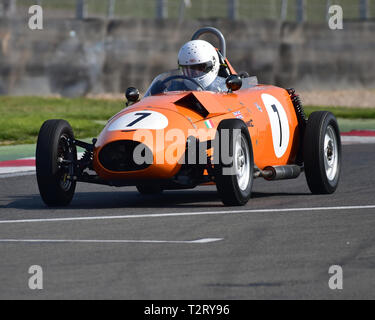 Duncan Rabagliati, Alexis HF1, storica Formula Junior, HSCC, season opener, Sabato, 30 marzo 2019, Donington Park, Chris McEvoy, il circuito da corsa, Foto Stock