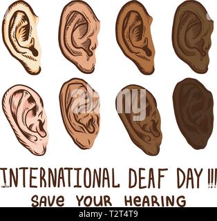 International Deaf day icona set. Disegnata a mano illustrazione di International Deaf giorno vector icon set per il web design Illustrazione Vettoriale