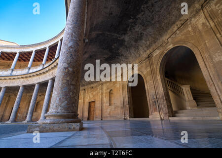 Cortile del Palazzo di Carlo V, Alhambra Foto Stock