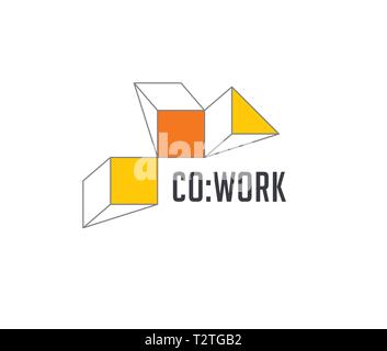 Spazio Coworking, zona di networking logo e icona. Vettore del modello di progettazione Illustrazione Vettoriale