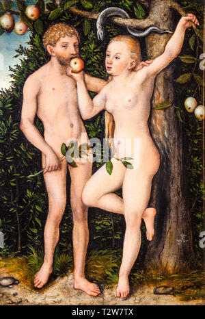 Lucas Cranach il Vecchio, Adamo ed Eva, pittura, c. 1538 Foto Stock