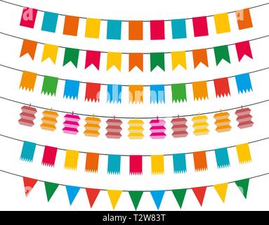 Colore della fiamma piatta bunting collezione illustrazione vettoriale Illustrazione Vettoriale