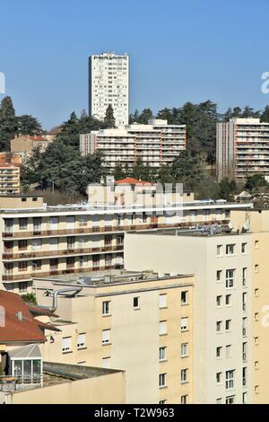 Illustrazione della città di Saint Etienne, Montaud - Grand Clos distretto. Saint Etienne, Loire, Francia Foto Stock