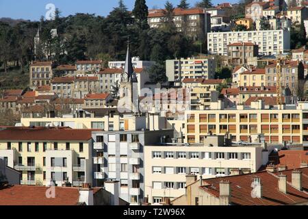 Illustrazione della città di Saint Etienne, Montaud - Grand Clos distretto. Saint Etienne, Loire, Francia Foto Stock