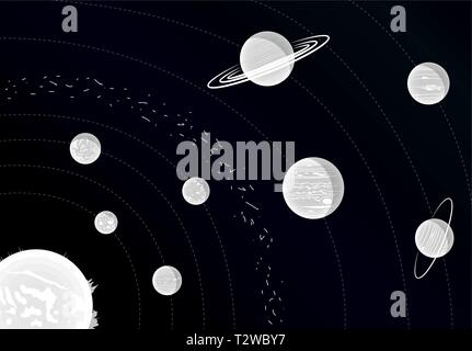 Il modello del sistema solare, illustrazione vettoriale Illustrazione Vettoriale