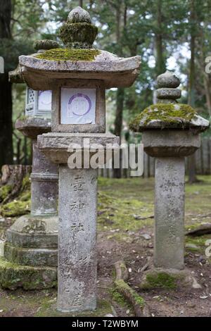 Lanterne di pietra nei pressi di Kasuga Taisha a Nara, Giappone. Foto Stock