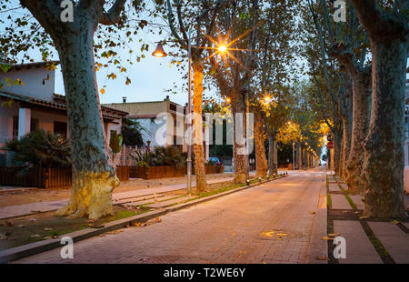 Via Mar. Pineda de Mar. Barcelona. Catalunya. Spagna Foto Stock