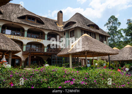 Birdnest Resort sul Lago Bunyonyi e nel sud ovest dell Uganda, Africa orientale Foto Stock