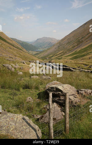 Kirkstone Pass, Lake District, Cumbria guardando verso i fratelli acqua Foto Stock