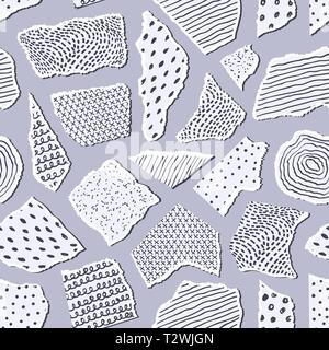 Modello senza cuciture con pieceis di carta su sfondo grigio.Modello di superficie. Illustrazione Vettoriale