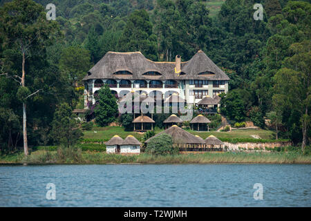 Birdnest Resort sul Lago Bunyonyi e nel sud ovest dell Uganda, Africa orientale Foto Stock