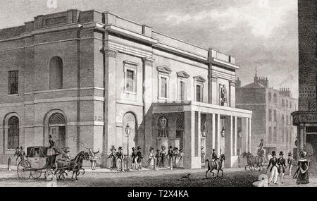 Il Theatre Royal Drury Lane, Londra, Regno Unito, illustrazione di Th. H. Pastore, 1826 Foto Stock