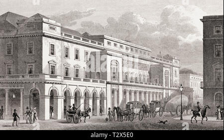 L'Opera Italiana, Haymarket, Londra, Regno Unito, illustrazione di Th. H. Pastore, 1828 Foto Stock