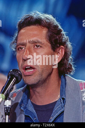 Stephan Remmler, deutscher Sänger, Deutschland 1988. Cantante tedesco Stephan Remmler esibirsi sul palco, Germania 1988. Foto Stock