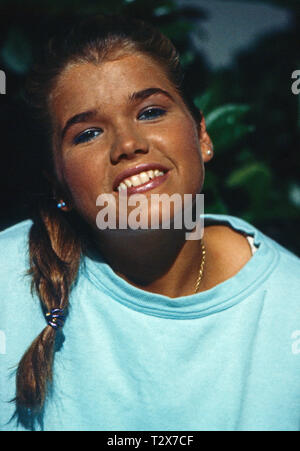 Anke Engelke, als Moderatorin im ZDF Ferienprogramm für Kinder, Deutschland 1979 - 1989. Foto Stock