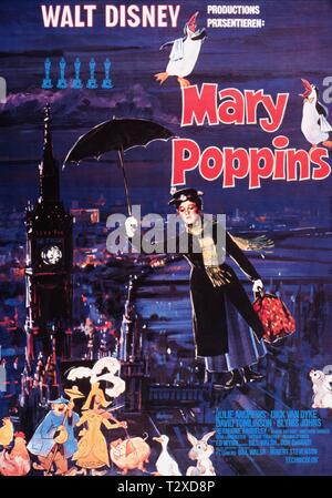 POSTER DEL FILM con Julie Andrews, Mary Poppins, 1964 Foto Stock