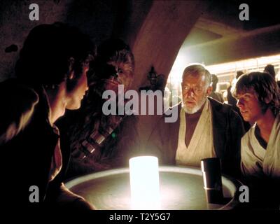 STAR WARS, Harrison Ford, PETER MAYHEW, Alec Guinness , Mark Hamill, 1977 Foto Stock