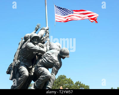 WASHINGTON, Distretto di Columbia, Stati Uniti d'America - 11 settembre 2015: close up Iwo Jima Memorial statua in Washington, DC Foto Stock