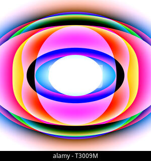 Cerchi, anelli e bolle di diversa forma, dimensione e colore Foto Stock