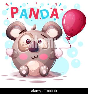 Grazioso panda caratteri - cartoon illustrazione. Eps vettoriali 10 Illustrazione Vettoriale