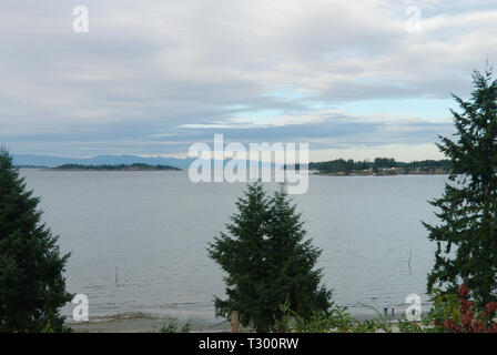 Vista sull'oceano da Parksville, British Columbia, Canada Foto Stock