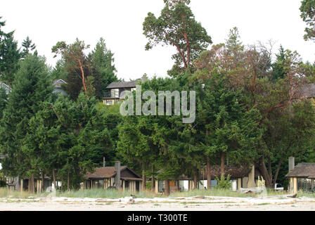 Cottage estivi sulla spiaggia di Parksville, British Columbia, Canada Foto Stock