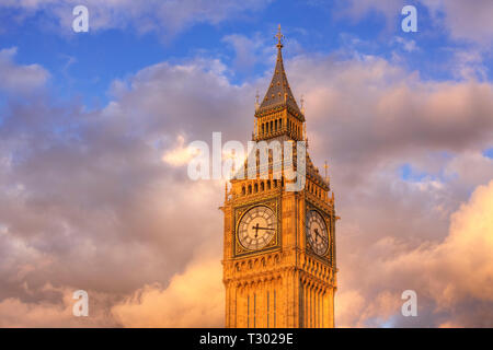 Close-up del fronte di clock del Big Ben di Londra Foto Stock