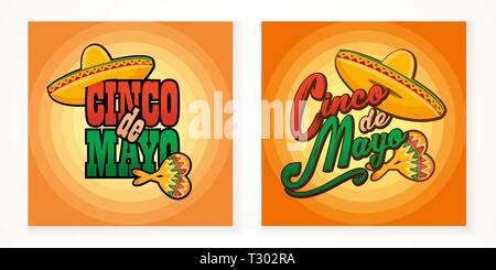 Cinco de Mayo caratteri di testo Messaggio di saluto illustrazione. Illustrazione Vettoriale