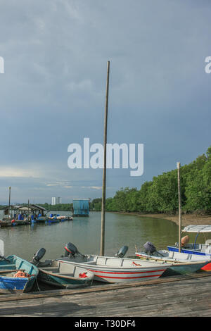 Porto Memancing Kampung Sungai Danga, Iskandar Puteri, Johor, Malesia Foto Stock