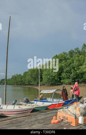 Porto Memancing Kampung Sungai Danga, Iskandar Puteri, Johor, Malesia Foto Stock