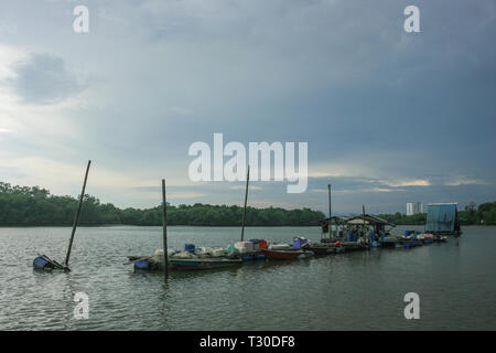 Porto Memancing Kampung Sungai Danga, Iskandar Puteri, Johor, Malesia Foto Stock