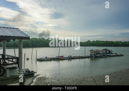 Porto Memancing Kampung Sungai Danga, Iskandar Puteri, Johor, Malesia Foto Stock