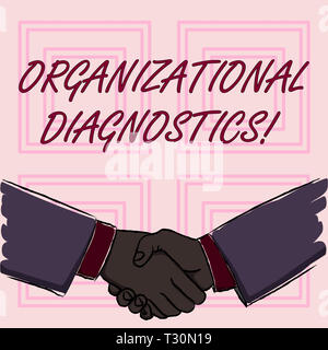 Conceptual la scrittura a mano che mostra la diagnostica organizzativa. Concetto significato modi efficaci per determinare lacune in imprenditori perforanalysisce agitando la mano Foto Stock