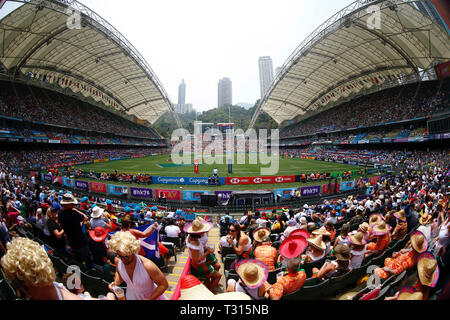 Hong Kong Stadium, Hong Kong. 6 apr, 2019. HSBC Rugby Sevens Hong Kong, giorno 2; vista generale dello stadio Credito: Azione Sport Plus/Alamy Live News Foto Stock