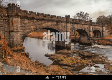 Da Bolton Abbey una piacevole passeggiata lungo il fiume conduce a monte attraverso il bosco fino al 'hotel Astrid, un famigerato tratto di acqua dove il fiume Wharfe è costretto i Foto Stock