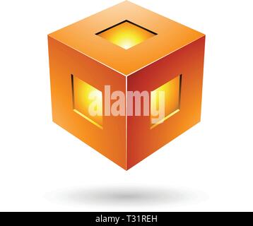 Illustrazione Vettoriale di Orange Bold Lanterna cubo isolato su uno sfondo bianco Illustrazione Vettoriale