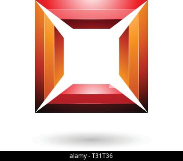 Illustrazione Vettoriale di rosso e arancio lucido telaio quadrato isolato su uno sfondo bianco Illustrazione Vettoriale
