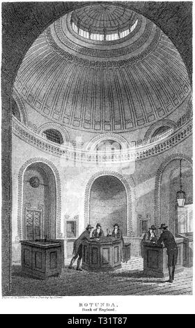 Una incisione della Rotunda, Banca di Inghilterra sud anteriore, Londra UK scansionati ad alta risoluzione da un libro pubblicato nel 1814. Ritiene copyright free. Foto Stock