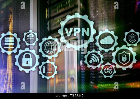 Connessione VPN sicura. Rete privata virtuale o Internet Security concetto. Foto Stock