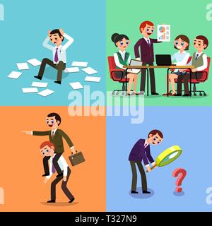 Set di illustrazione di business. I lavoratori uomini e donne. Set 4. Illustrazione Vettoriale