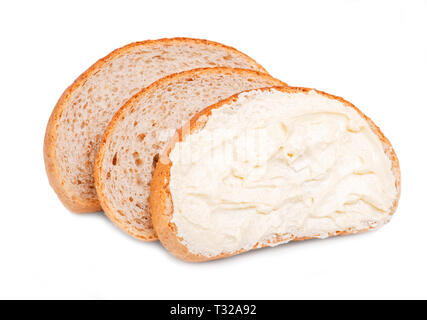 Fette di pane spalmato di burro Foto Stock