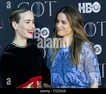 NEW YORK, NY 03 aprile: Sarah Paulson e Amanda Peet frequentare HBO 'Gioco di troni " finale di stagione premiere al Radio City Music Hall di Aprile 03, 2019 in Foto Stock