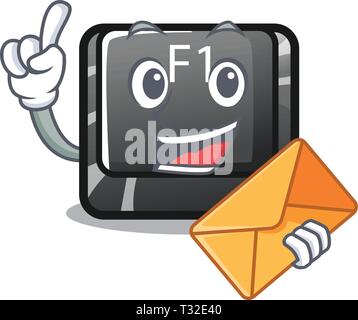 Busta con il tasto f1 in forma carattere Illustrazione Vettoriale