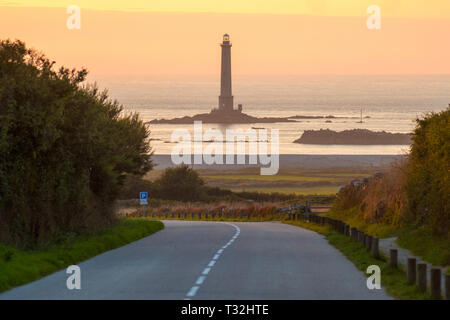 Auderville, Normandia, Francia - 27 agosto 2018: Faro di Goury a Cap de la Hague in Normandia Francia Foto Stock