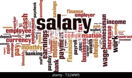 Stipendio concetto di cloud computing. Collage fatto di parole circa lo stipendio. Illustrazione Vettoriale Illustrazione Vettoriale