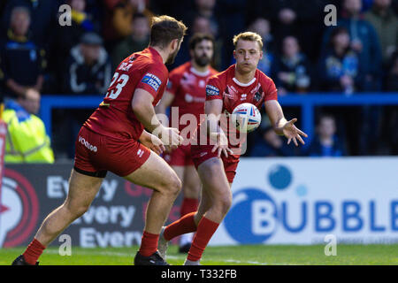 5 aprile 2019 , Halliwell Jones Stadium, Warrington, Inghilterra; Betfred Super League, Round 9, Warrington lupi vs London Broncos ; James Meadows (22) di London Broncos Credito: Richard Long/news immagini Foto Stock