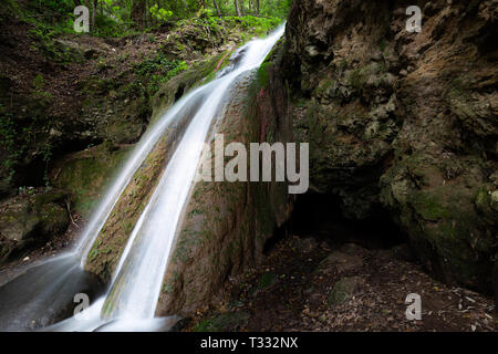 La cascata nel bosco in un pallido (Umbria, Italia) Foto Stock